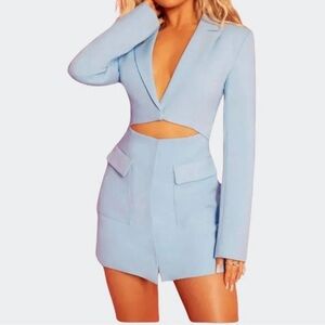 Oh polly Light Blue Cutout Blazer Dress